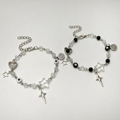 Y2K Beaded Couple Bracelets Heart & Star Handmade Friendship Jewelry