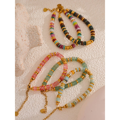 Handmade Colorful Stone Beads Bracelet Waterproof Y2K Trend Jewelry