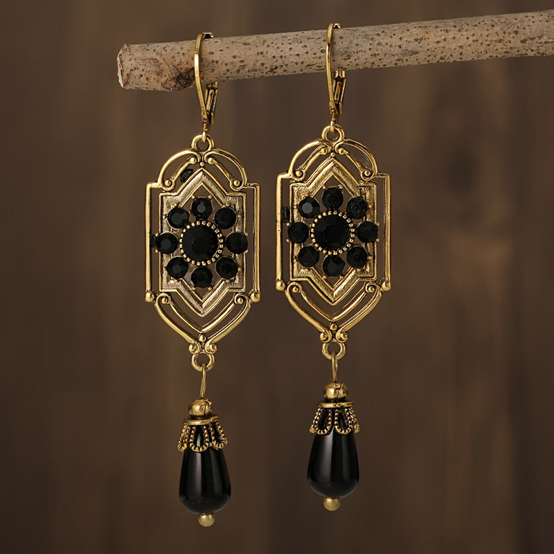 Boho Geometric Waterdrop Stone Earrings Gold Red Blue White for Women