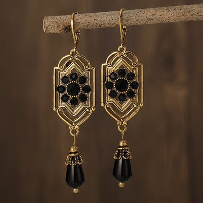 Boho Geometric Waterdrop Stone Earrings Gold Red Blue White for Women