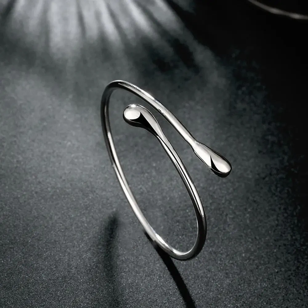 925 Sterling Silver Water Droplet Charm Bracelet for Women Fashion Jewelry