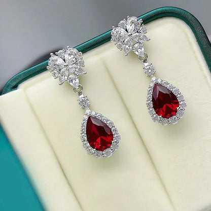 Women’s Red Drop Earrings Creative Attractive Wedding Jewelry Gift