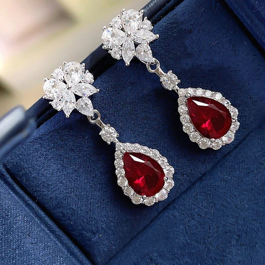 Women’s Red Drop Earrings Creative Attractive Wedding Jewelry Gift