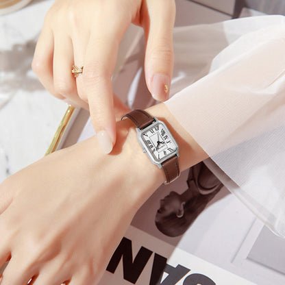 Fashion Rectangle Quartz Wrist Watch for Women Luxury Brand Roman Dial Leather Strap Ladies Watches Clock