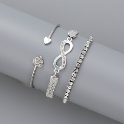 3-Piece Love Opening Bracelet Set Creative Retro Lucky 8 Design