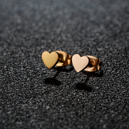 1 Pair Korean Sweet Heart Stainless Steel Stud Earrings Women’s Jewelry Gift