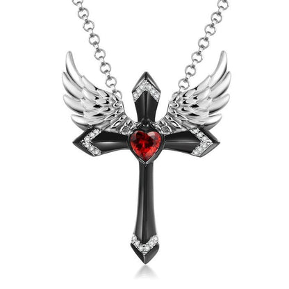 Classic Angel Wings Pendant Necklace with Cross for Women Jewelry Gift