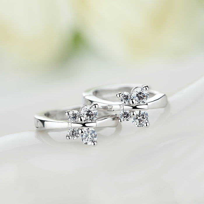 925 Silver Butterfly Hoop Earrings Small Zirconia Huggies for Girls