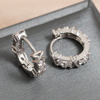 Hip Hop Round Hoop Earrings For Men Crystal Cubic Zirconia Fashion Versatile Male Jewelry Trend Circle Earring Gift