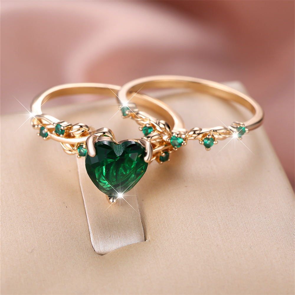 Heart Stone Ring Set Rose Gold Women’s Bridal & Wedding Jewelry