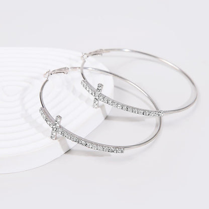 Obega Cross Hoop Earrings Gold & Silver Cubic Zircon Jewelry for Women