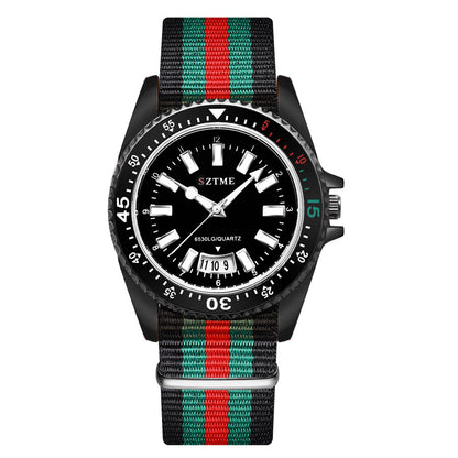 New fashionable men's nylon strap calendar watch, luxurious and simple business men's and women's night light quartz watch