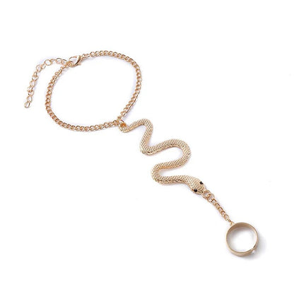 Goth Snake Finger & Bracelet Ring Vintage Tassel Jewelry for Women