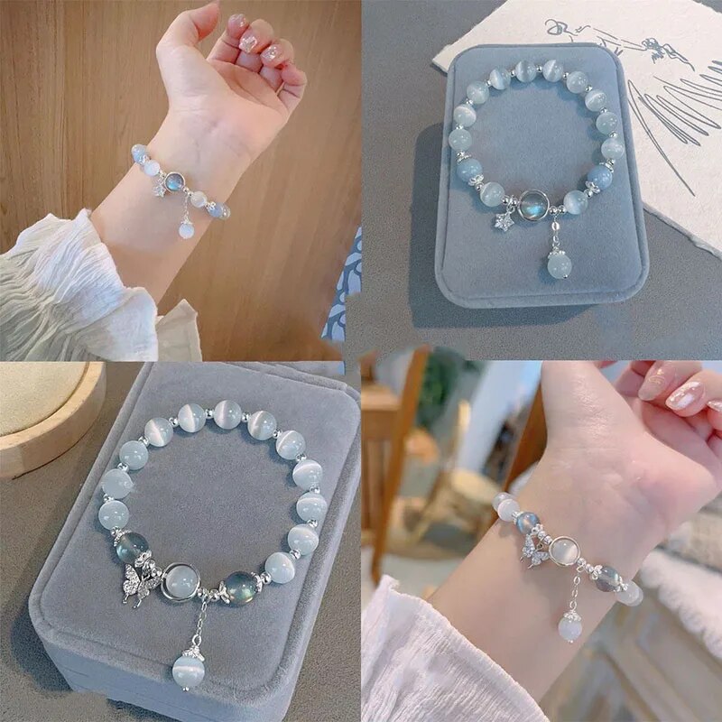 Cat’s Eye Moonstone Star Elastic Bracelet Light Luxury Women’s Jewelry