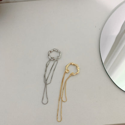 Goth Gold Silver Color Letter C Earcuff Tassel Chain Ear Cuff Fake Piercing Faux Earrings for Women Korean Fashion Clips Jewelry