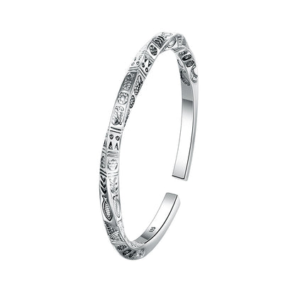 925 Sterling Silver Geometric Open Bracelet Luxury Women’s Jewelry