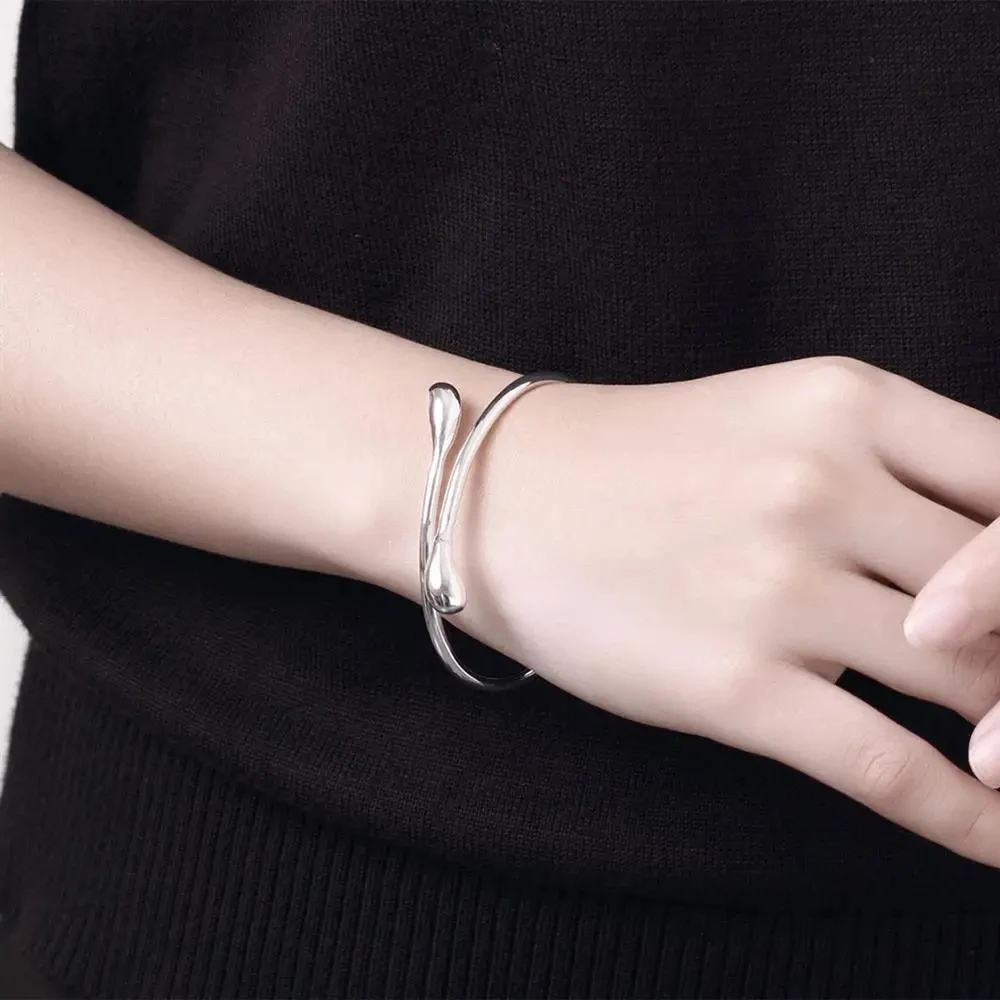 925 Sterling Silver Water Droplet Charm Bracelet for Women Fashion Jewelry