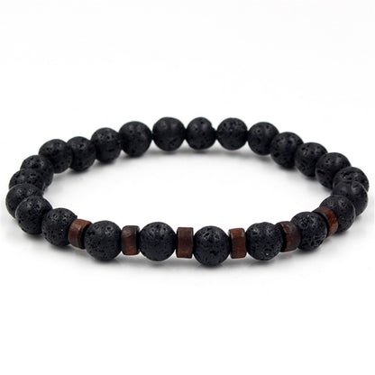 Volcanic Stone Lava Bracelet Wooden Beads Tibetan Buddha Jewelry