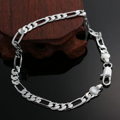925 Sterling Silver 4MM Chain Charm Bracelet for Women Wedding Party Gift