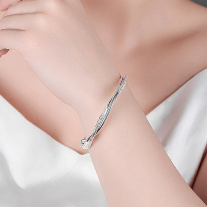 925 Sterling Silver Weave Bracelet for Women Adjustable Party Jewelry