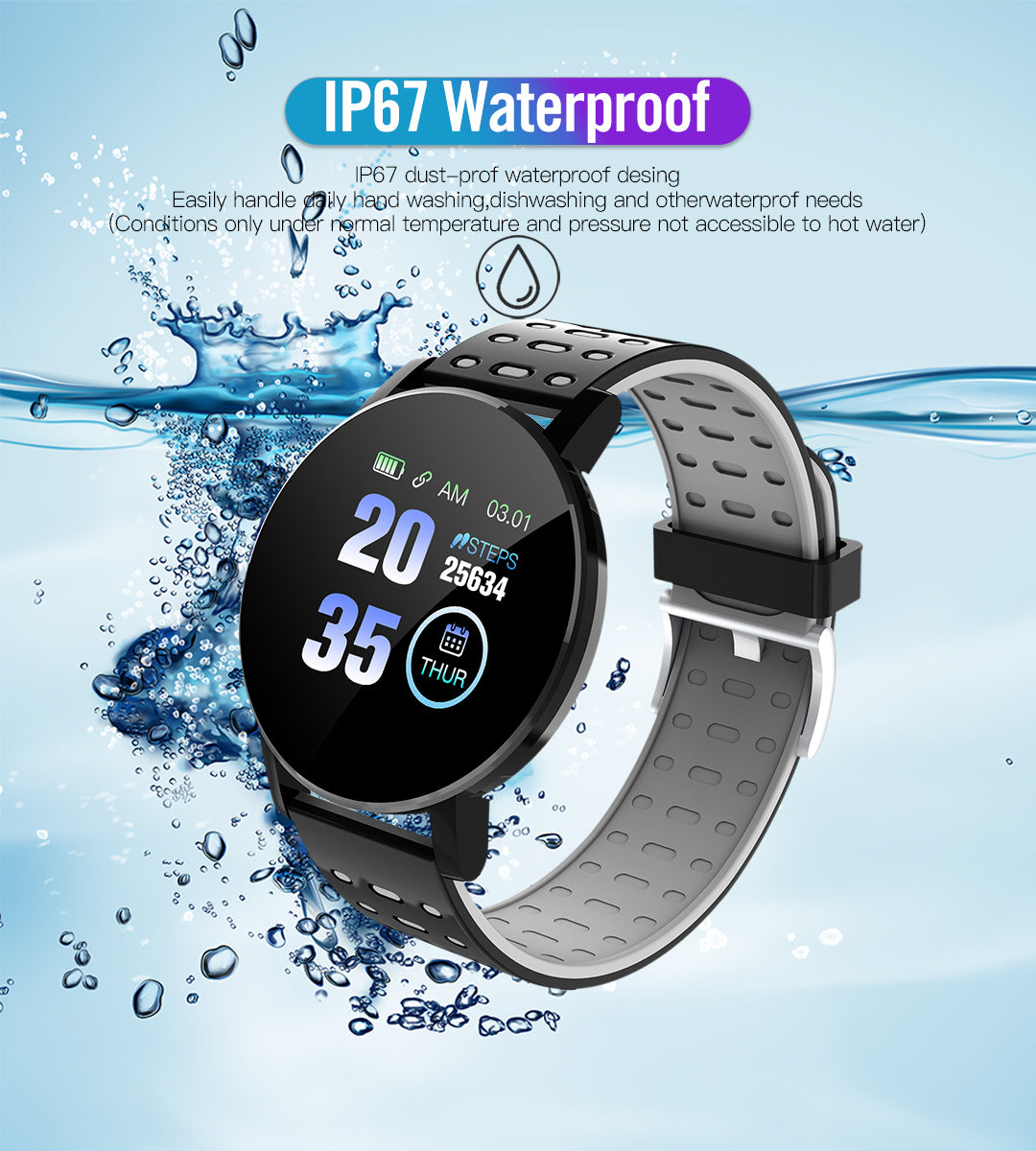 119S Bluetooth Smartwatch for Men and Women Fitness Tracker Android iOS