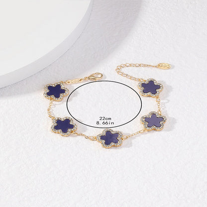 Adjustable Flower Bracelet Multi-Color Cubic Zirconia Luxury Chain