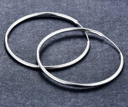 925 Sterling Silver Hoop Earrings Round Circle Studs for Women