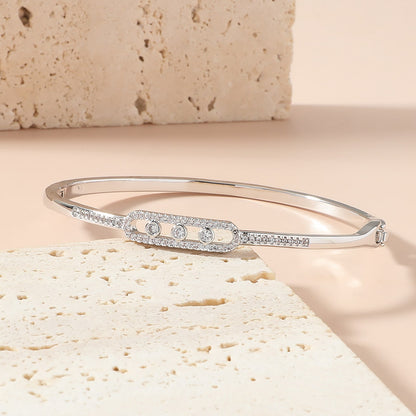 Beaut&Berry Luxurious 18k Gold Plated Bracelet for Women and Men Style Copper Zircon Bangle 2-color for Wife and Friends Gifts