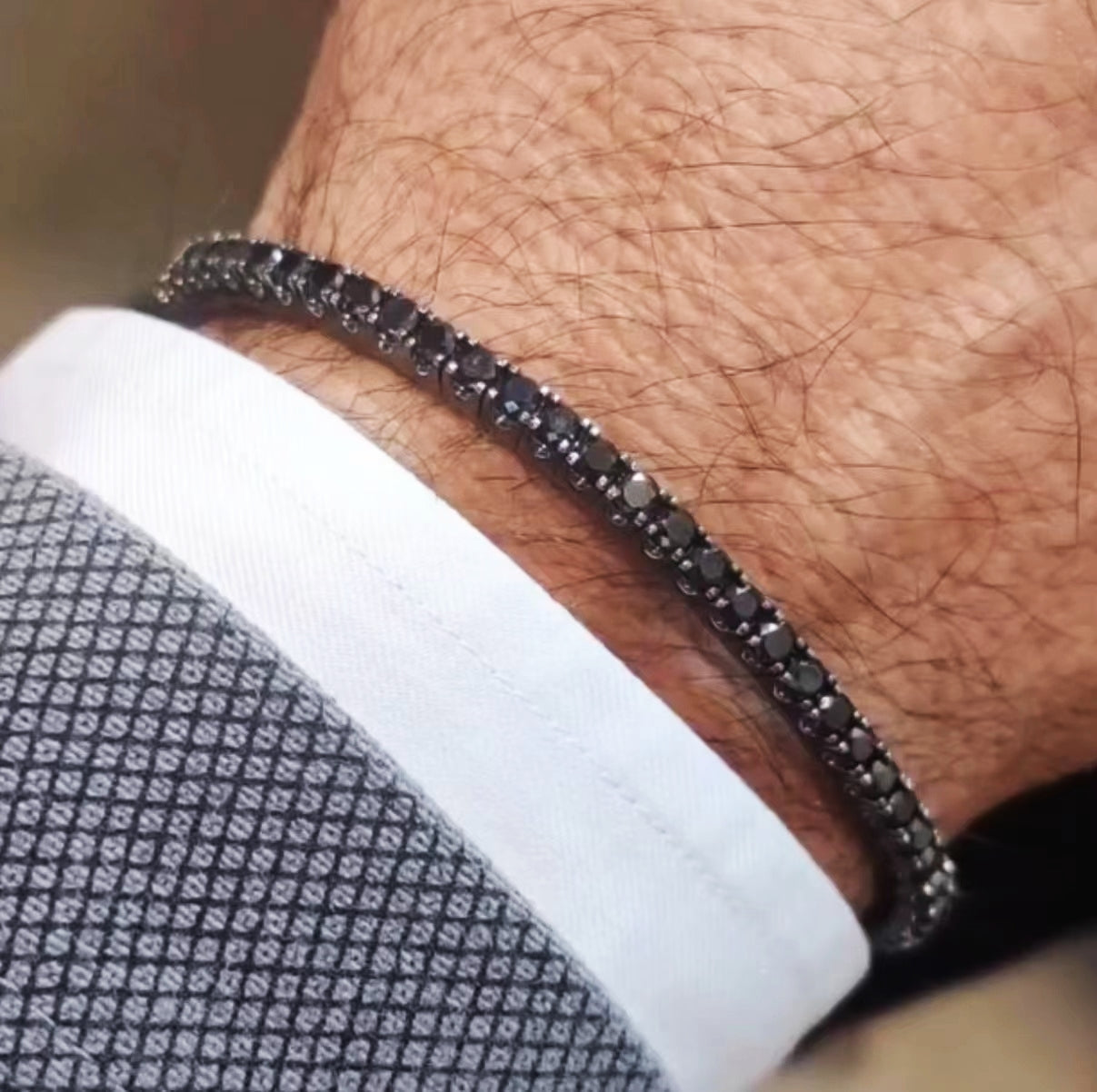 Unisex Punk Link Chain Bracelet Stainless Steel & Zircon Tennis Design