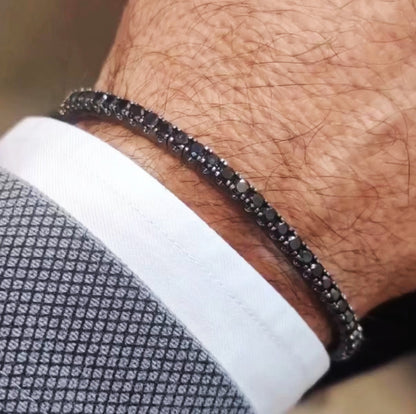 Unisex Punk Link Chain Bracelet Stainless Steel & Zircon Tennis Design