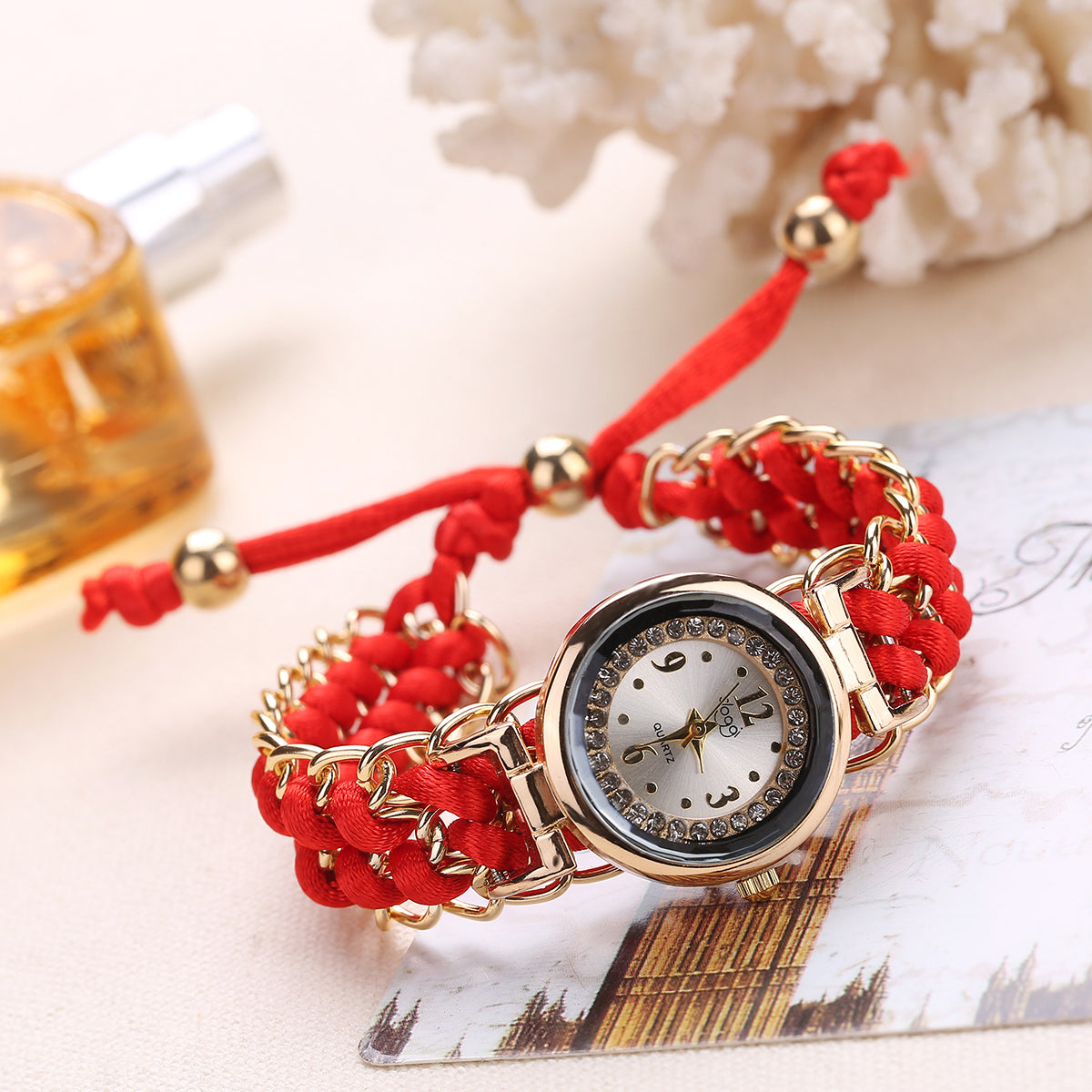 Personalized DIY Rhinestone Women's Bracelet Quartz Retractable Watch
