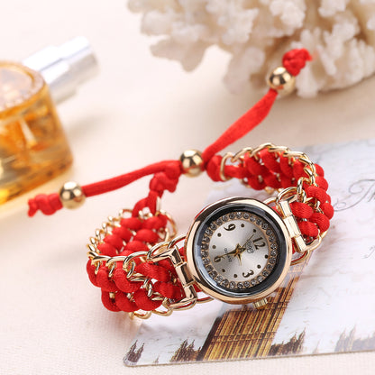 Personalized DIY Rhinestone Women's Bracelet Quartz Retractable Watch