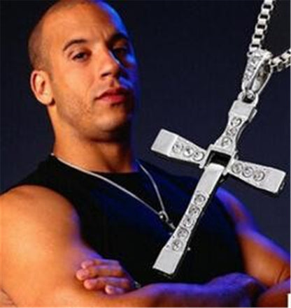 Vin Diesel Dominic Toretto Crystal Cross Pendant Men’s Jewelry Gift