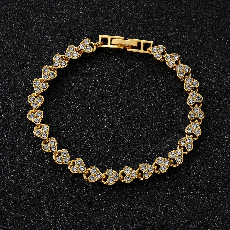 Luxury Roman Crystal Bracelet Rose Gold & Silver Jewelry for Women