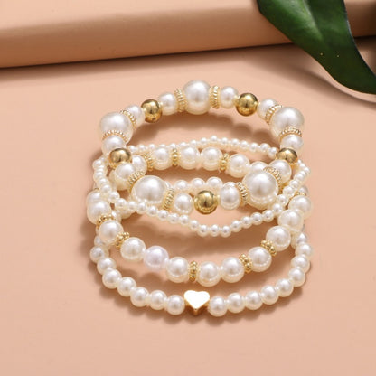 Pearl Love Bracelet Set 4-Piece Elegant Women’s Jewelry