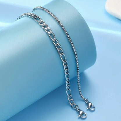 2PCS Gold & Silver Plated Chain Bracelets Set Casual Streetwear