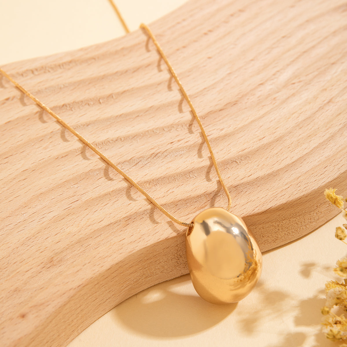 Long Chain Necklace with Elliptical Ball Pendant for Women