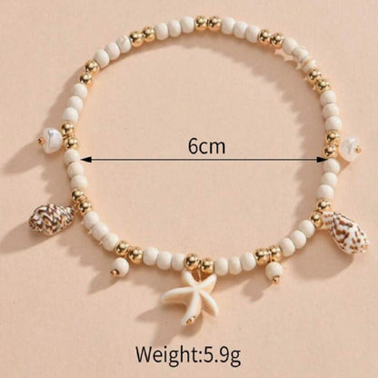 Sweet Conch And Starfish Beach Anklet For Women White Gold Color Beache Charm Anklet Summer Holiday Beach Daily Jewelry