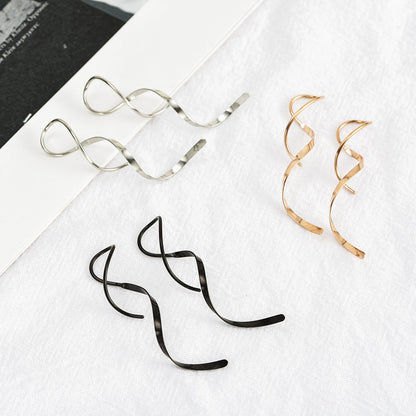 Simple Spiral Threader Earrings Irregular Helix Wave Curve Ear Line Cuff Stainless Steel Dangling Earring Women Fashion Jewelry