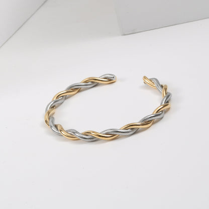 Trendy Gold Twist Cuff Bracelet 316L Stainless Steel Bangles for Women