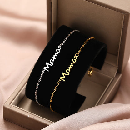 Stainless Steel Mama Letter Bracelet Fashion Charm Jewelry for Women