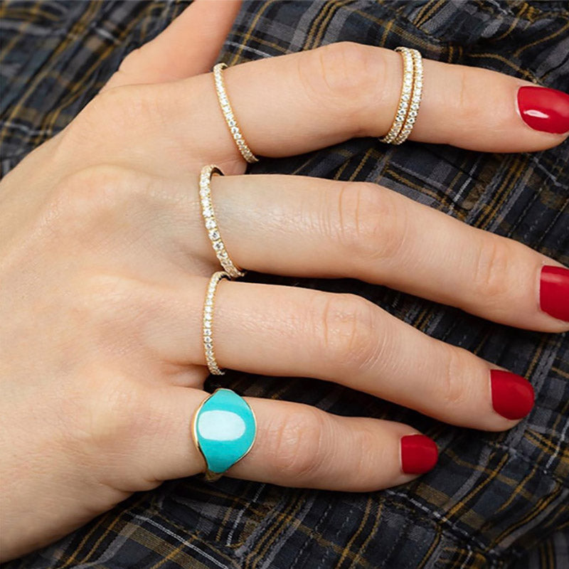 Delicate Micro Pave Zircon Ring Trendy Stackable Crystal Jewelry for Women