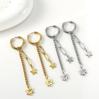 Star of David Drop Earrings Stainless Steel Hexagram Jewelry for Women