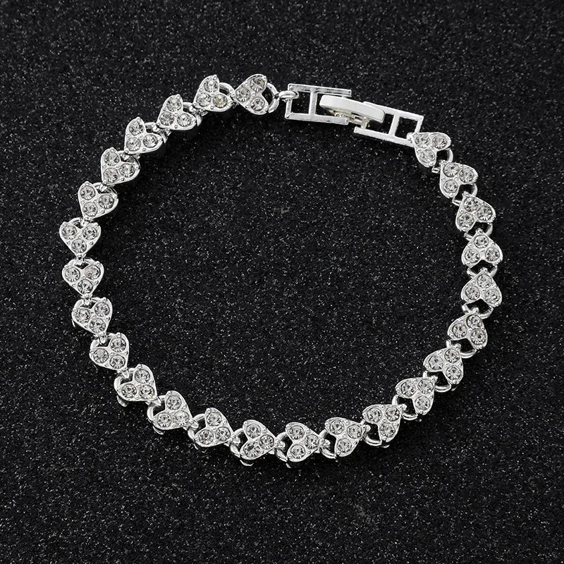 Luxury Roman Crystal Bracelet Rose Gold & Silver Jewelry for Women