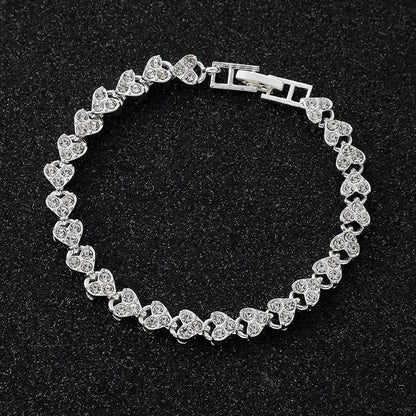 Luxury Roman Crystal Bracelet Rose Gold & Silver Jewelry for Women