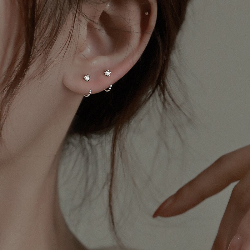 10mm Round Hoop Zircon Earrings for Women – Simple Daily Copper Jewelry