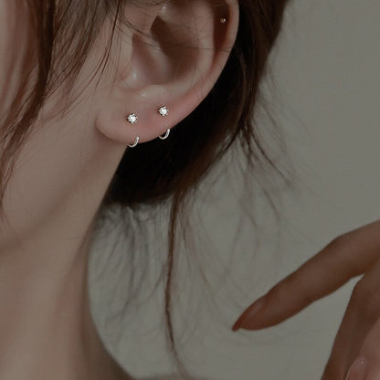 10mm Round Hoop Zircon Earrings for Women – Simple Daily Copper Jewelry