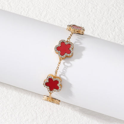 Adjustable Flower Bracelet Multi-Color Cubic Zirconia Luxury Chain