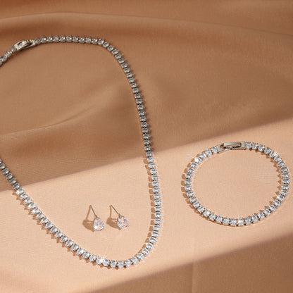 ZAKOL Water Drop Zirconia Jewelry Set Necklace, Earrings & Bracelet