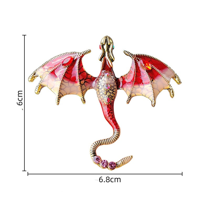 Enameled Dragon Brooch with Diamonds Custom Animal Pin Europe USA